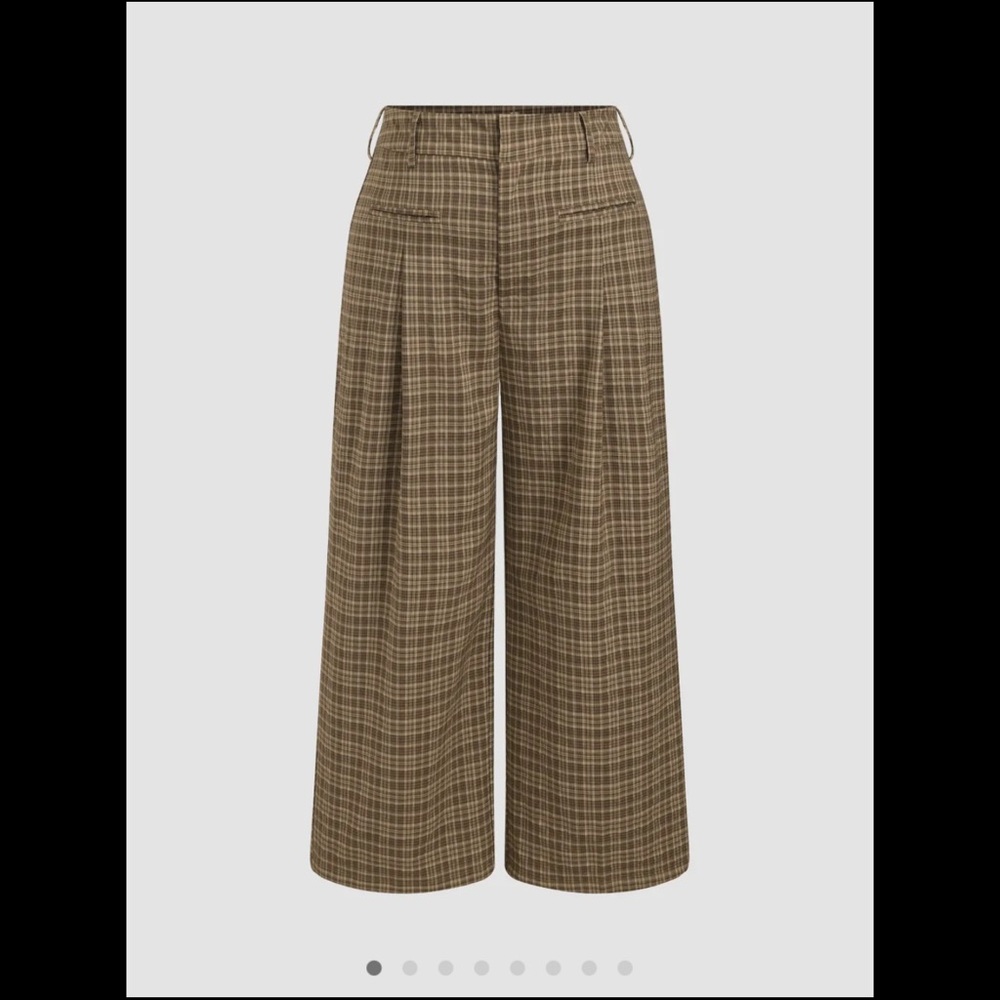 Cider Brown Tartan Wide Leg Trousers - Picture 5 of 10